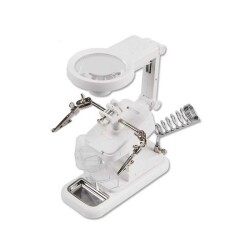 TRZECIA REKA UCHWYT MONTAŻOWY Z LUPĄ x3/4.5/25 PODŚWIETLENIE LED PODSTAWKA PES0083