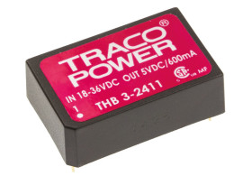 Przetwornica DC-DC, 3W, Uwe 18 → 36 V DC, Uwy 5V dc, Iwy 600mA Nie, TRACOPOWER Tak