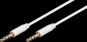 69111 Audio cable, 3.5-mm stereo jack plug, 1 m, white