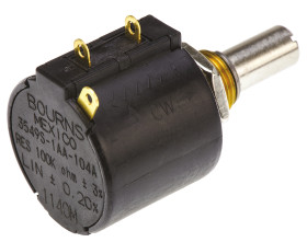 Potencjometr 100kΩ typ Obrotowy Bourns średnica wału 6,35 mm 2W długość wału 20.6mm Montaż panelowy