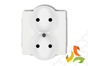 DECO Gniazdo podwójne bez uziemienia do ramki (przesłony torów prądowych) biały DGPR-2p KARLIK