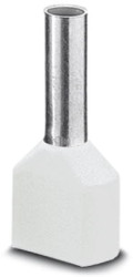 Insulated twin wire end ferrule, 0.5 mm², 15 mm/8 mm long, DIN 46228-4, white, 3200933