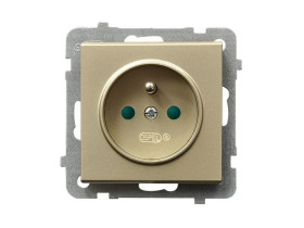 SONATA Gniazdo pojedyncze z uziemieniem z przesłonami szampański złoty GP-1RZP/m/39 OSPEL
