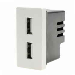 Moduł 1/2 - ładowarka USB 2.4A, 2x USB - biały - kompatybilny z ramkami Tawoia Glass