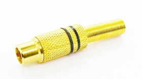 Gniazdo RCA (chinch) lutowany na przewód złoty czarny 5,6mm