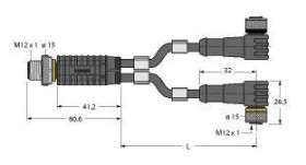 Turck 6629992 Adapter czujnika/aktuatora VBRS4.4-2WKC4T-0,6/0,6/TEL, 1 szt.