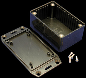 1591LFLBK Multi ABS housing,85 x 56 x 39 mm, black, flanged