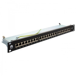 Patch panel RACK 19 kat.6A 24p FTP z półką 1U czarny NEKU