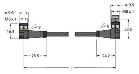 Turck 6627050 Złącze konfekcjonowane czujnika/aktuatora PKW4M-0,5-PSW4M/TXL, piny: 4, 0.50 m, 1 szt.