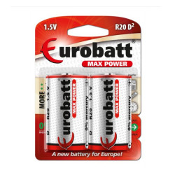D-Type - 2 pcs 1.5V Max Power Battery - R20-BP2 Eurobatt