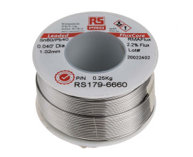 Lutowie z ołowiem średnica 1mm RS PRO 40% Pb temp. topnienia 183°C 250g 60% Zn