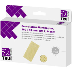 TruComponents 654993 Eurocard PCBUnclad 100mmx50mm 35&#xB5;m,Pitch:2.54mm 4 pc(s)