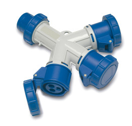 Adapter do przedłużacza sieciowego 16A Wtyczka, gniazdo 230 V 2P + E RS PRO Niebieski IP67