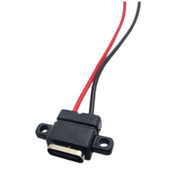 Gniazdo USB-C do zabudowy przykr na 2 śr. 2 przewody, do obudowy