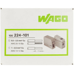 Szybkozłączka przelotowa 2x 1,0-2,5mm2 uniwersalna (na drut / na linkę) 400V/24A ORYGINALNA 100szt. 224-101