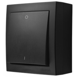 Łącznik podwójny SIMON Aquaclick natynkowy bryzgoszczelny IP44 czarny matowy 10AX Kontakt Simon ACW2/49