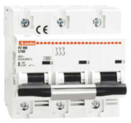 Wyłącznik nadprądowy MCB, Typ C, 3-biegunowy, 80A, 230V, 60V, na szynę DIN, Lovato, P2MB