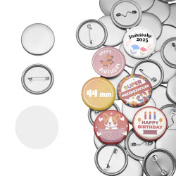 Zestaw 100 szt. metalowych przypinek 44mm