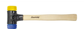 Wiha Młotek z miękkim obuchem Safety średnio miękki/twardy z trzonem z drewna hikory, okrągła końcówka młotka 30, 290 mm (26653)
