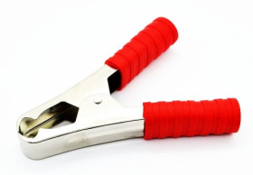 Krokodylek do akumulatora 75A; czerwony