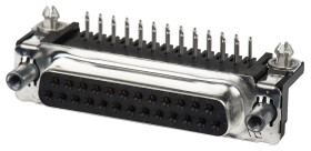 Złącze D-Sub 25-pinowe Żeński Kąt Proste Przewlekany raster 2.75mm Złoto na niklu