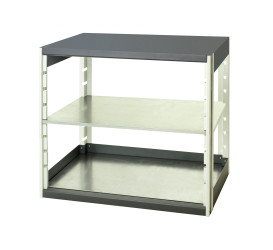 Rama stojąca do systemu półek, kolor Szary, 2-poziomowy, materiał: Blacha stalowa, 1000mm x 1050mm, 525mm, Bott
