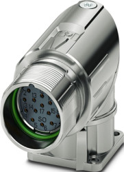 Surface mount socket, M23, 19 pole, crimp connection, standard/ONECLICK quick locking system, angled, 1718626