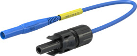 Adapter measuring lead, 4 mm safety plug to 4 mm solar coupling socket, 1.5 m, 1.0 mm², blue, 1 kV, 19 A, 32.1198-15023