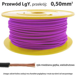 Przewód instalacyjny miedziany wielożyłowy LgY 0.50mm, linka, fioletowy, 1mb