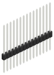Pin header, 15 pole, pitch 1.27 mm, straight, black, 10060360