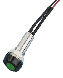 Lampka kontrolna do montażu panelowego 12V, zielona 8mm LED Czarny Wyprowadzenia Oxley