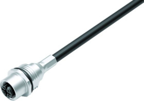 Panel socket, M12, 5 pole, cable connection, screw locking, straight, 70 3442 785 05