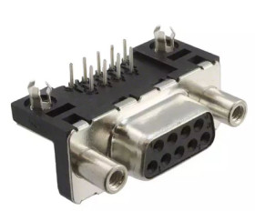 Złącze D-Sub 9-pinowe Żeński Kąt Proste Montaż wtykowy raster 2.74mm Złoto, nikiel, cyna