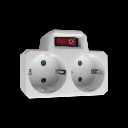 Rozgałęźnik 2x2P+Z (Schuko) z włącznikiem biały OR-AE-13187(GS)