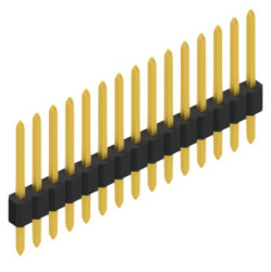 Pin header, 15 pole, pitch 1.27 mm, straight, black, 10060106