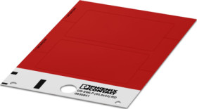 PVC device marker, (L x W) 53.7 x 84.9 mm, red, carrier card with 2 pcs, 0830841
