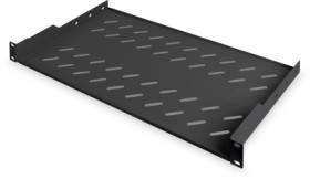 Shelf, fixed mounting, steel, (W x H x D) 483 x 45 x 250 mm, 1 U, black, for 483 mm profile rails, DN-19 TRAY-1-SW