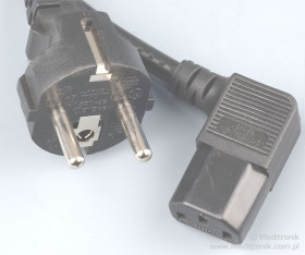 Kabel zasilający dł=2m wtyk Schuko na gniazdo IEC C13 kątowe