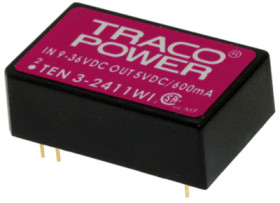DC converter, 9-36 VDC, 2.5 W, 1 output, 3.3 VDC, 75 % efficiency, TEN 3-2410WI