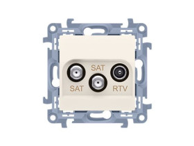 SIMON 10 Gniazdo antenowe satelitarne pojedyncze częstotliwość dla wejścia 862 MHz tłum: R-14dB TV-10dB DATA -3dB kremowe CASK2.