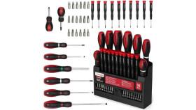 Wkrętaki Z Magnesem Śrubokręty Płaski Krzyżowy W Stojaku Zestaw 35Szt. Schmith