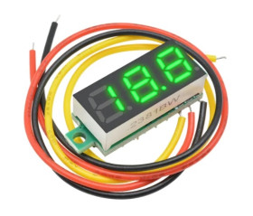 WOLTOMIERZ 0.28 0-100V DC, TRZY PRZEWODY (ZASILANIE+POMIAR), ZIELONY (MIER-028-3-G)