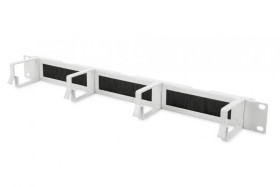 Organizator kablowy ze szczotką 19 1U 4x uchwyty aluminiowe 44x72mm szary DN-97662