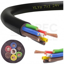 Kabel samochodowy YLYs 7x1mm2 czarny 24V zewnętrzny przyczepowy linka Elektrokabel
