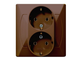 AKCENT Gniazdo podwójne z uziemieniem schuko brązowy GP-2AS/24 OSPEL