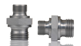 Hydrauliczny adapter gwintowany prosty, Złacze A: BSPP męski, Złacze B: BSPP męski, Stal, 200bar