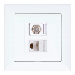 Gniazdo podtynkowe typu F + gn. RJ-45 Pola białe, 33026