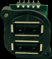 CP30090 Double USB socket, USB 2.0, black