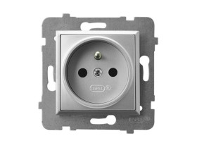 ARIA Gniazdo pojedyncze z uziemieniem srebrne GP-1UZ/m/18 OSPEL