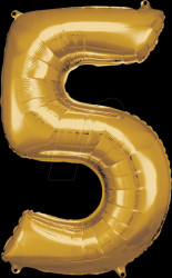 9906270 AMSCAN foil balloon, number 5, gold